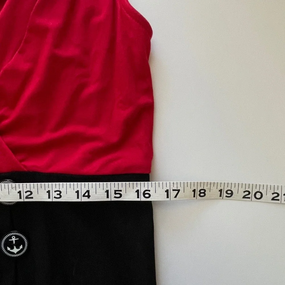 Torrid Retro Chic Red Black Nautical Anchor Button Midi Bodycon Dress 0 12 NEW - Picture 9 of 12